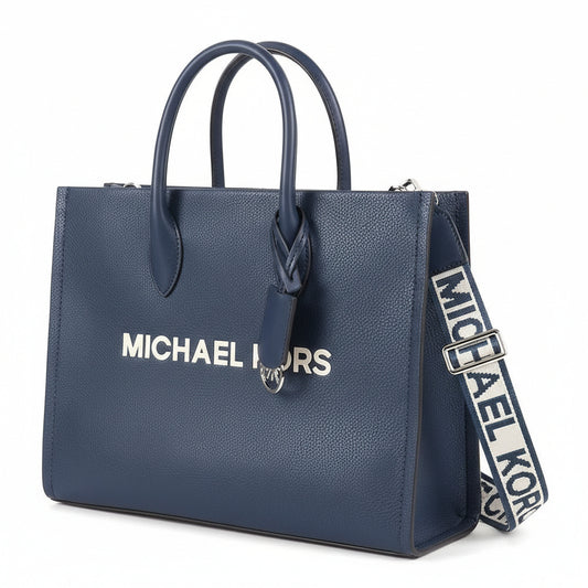 Michael Kors Navy Blue Leather Tote Bag (35T4S7ZT2L-NAVY) Women