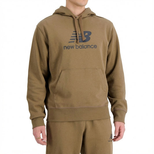 New Balance Essentials Stacked Logo French Terry Hoodie - DARK EARTH (220) (MT31537DHE-BROWN) Men