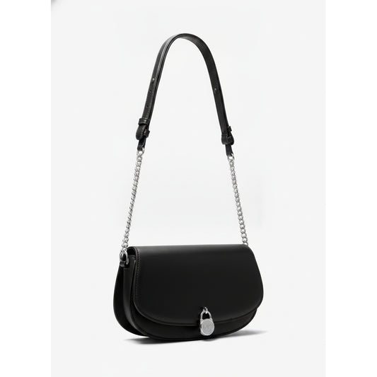 Michael Kors Mila Black Leather Saddle Crossbody Bag, Women