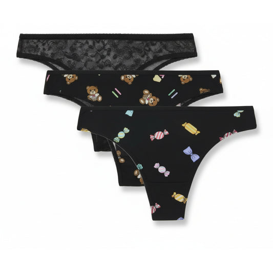 Moschino Black Printed Brazilian Brief 3-Pack (A23024603-1555) Women