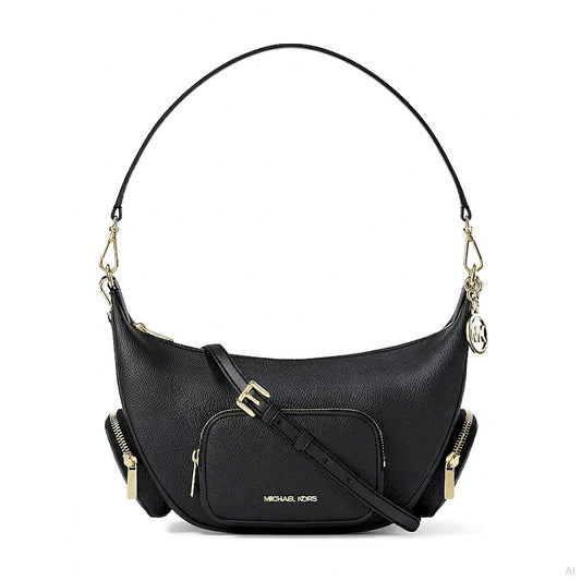 Michael Kors Marrit Black Pebbled Leather Shoulder Bag, Women
