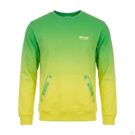 Moschino Gradient Kangaroo Pocket Crewneck Sweatshirt Green Yellow (A17084421-1396), Men