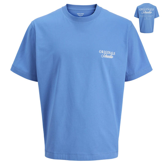 Jack & Jones Norrebro Typo Backprint Crew T-shirt (plussize) (12288197-MARINA) Men