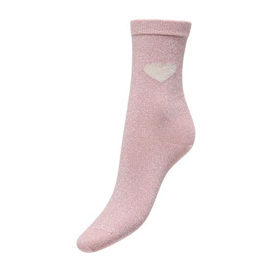 Only Norma Glitter Heart Socks (15371132-MISTYROSE) Women