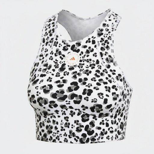 Adidas by Stella McCartney Leopard Print Sports Crop Top White (GH7911-WHITE_BLACK), Women