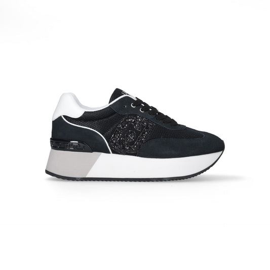 DREAMY 02 - SNEAKER COW SUEDE/LAMINATED OFF BLACK/WHITE Women