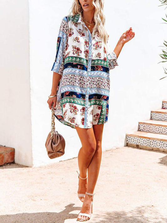 LA Angels Shirt Dress Cream / Blue Women