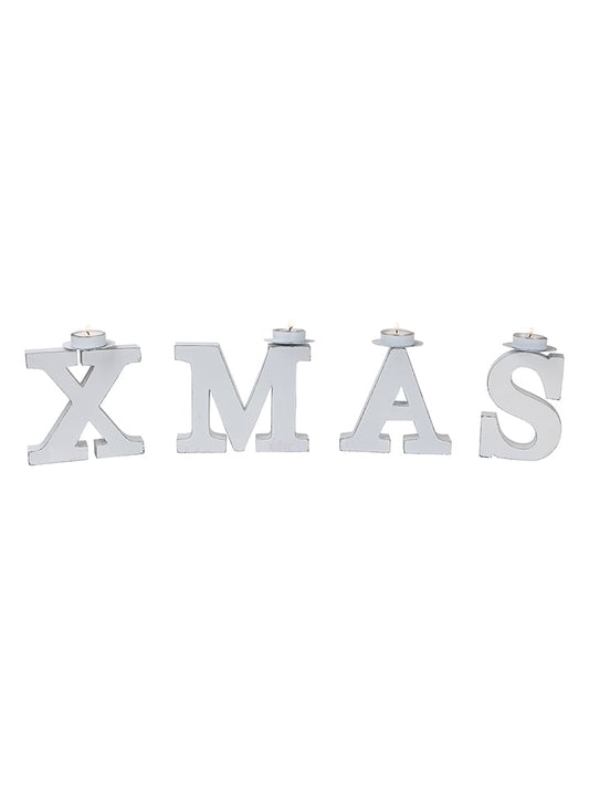 small foot Tealight Holder "X-Mas" Silver (W)19 x (H)15 x (D)5 cm Unisex