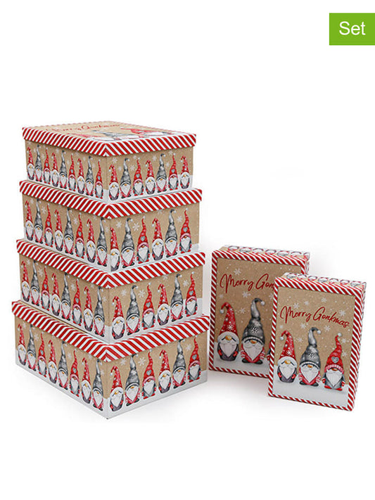 SiL Interiors 6-Piece Set: Gift Box Beige / Red Unisex