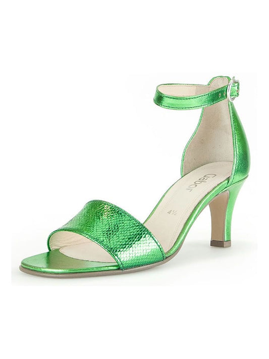 Gabor Leather Heeled Sandals Green Women