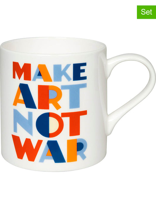 Könitz 2-Piece Set: Coffee Cup "Make Art Not War" White / Multicolour 385 ml Unisex