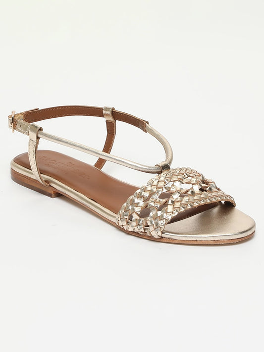 Les BAGATELLES Leather Sandals "Medanos" Gold Women