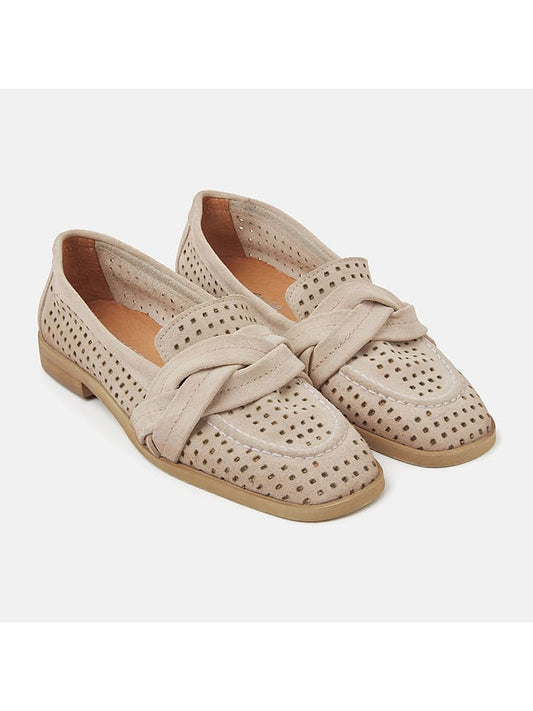 Lazamani Leather Loafers Beige Women