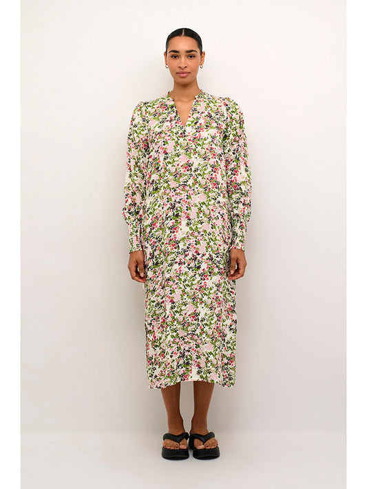 Kaffe Dress White / Green / Pink Women