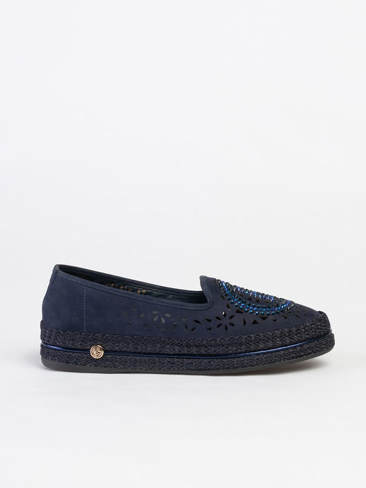Baldinini Leather Espadrille Navy Women