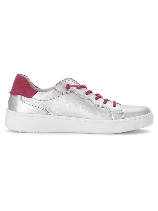 Gabor Leather Sneaker Silver / Fuchsia Women