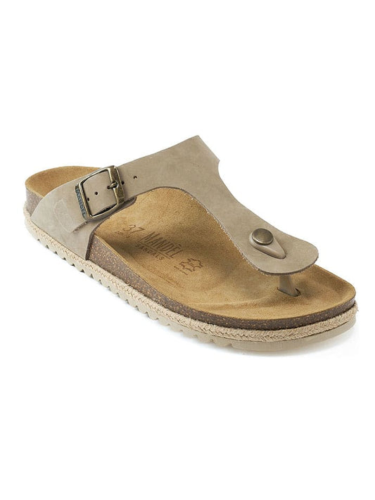 Mandel Leather Flip Flops Taupe Women
