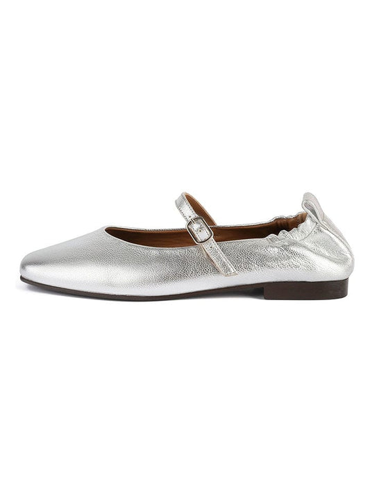 loft37 Leather Mary Janes Silver Women