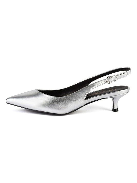 loft37 Leather Slingback Pumps Silver Women