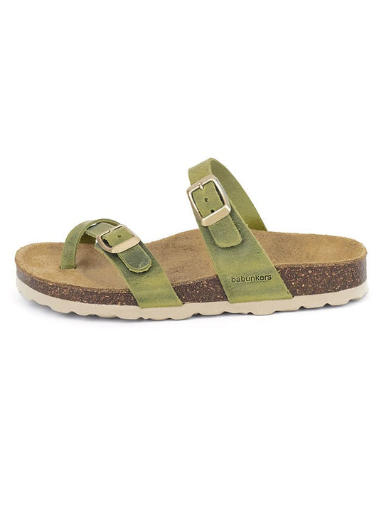 BABUNKERS Family Leather Flip Flops Green Unisex