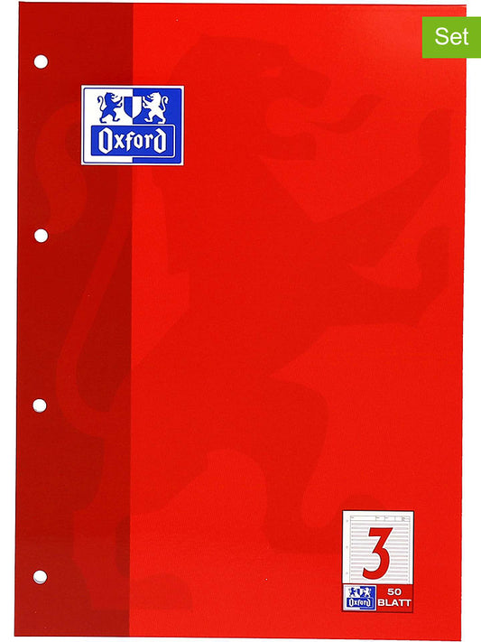 Oxford 5-Piece Set: Worksheet Pads "Oxford - Lineatur 3" Red DIN A4 Unisex