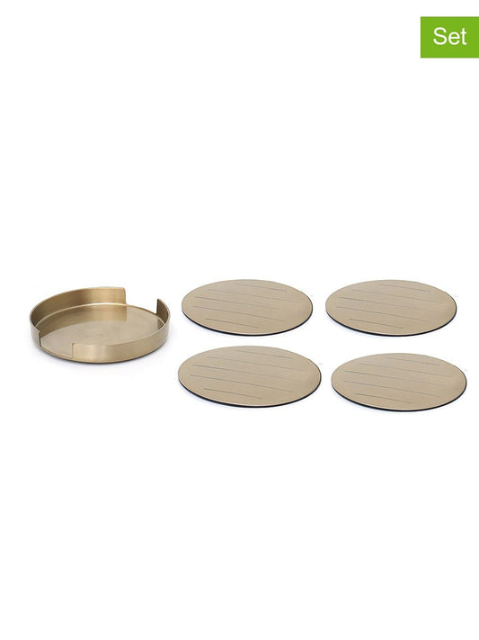 houseproud 5-Piece Set: Coaster Set "Mates" Beige / Gold Ø 10,8 cm Unisex