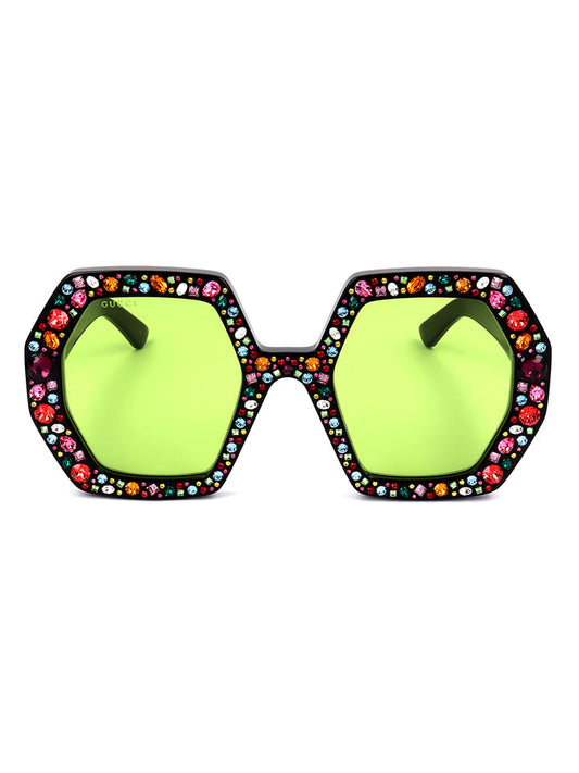 Gucci Sunglasses Black Multicolour / Green Women