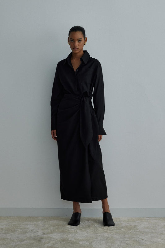 Suud Collection Black Goldie Wrap Dress Women