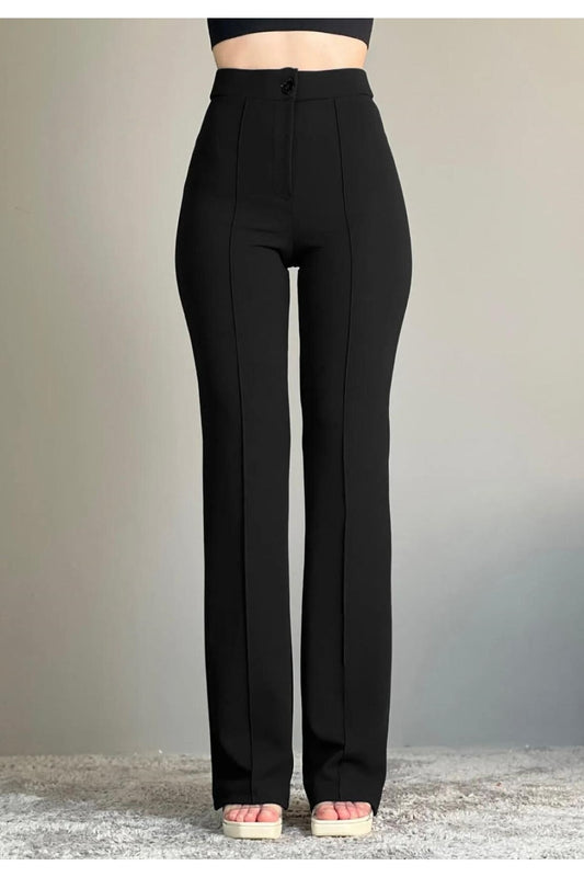 VOLT CLOTHİNG Women's Lycra Wide Leg Trousers Black Women