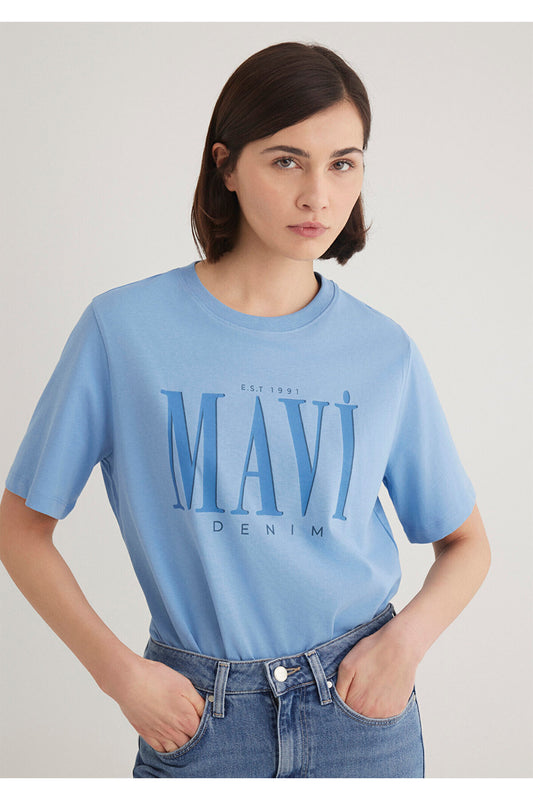 Mavi Logo Printed T-Shirt Regular Fit Blue Women