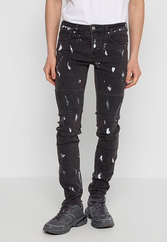 Sixth June DENIM WITH BIKER YOKES & PAINT Black (ZZO318M07-Q00) Men