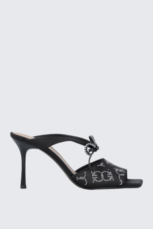 LISA 17 - SANDAL SATIN STRASS BLACK Women