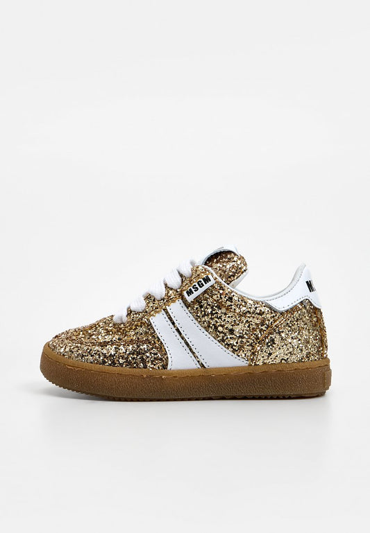Msgm GLITTER LACE-UP LOW RETRO SNEAKERS gold-coloured (ZZO2JFW05-F00) Kids
