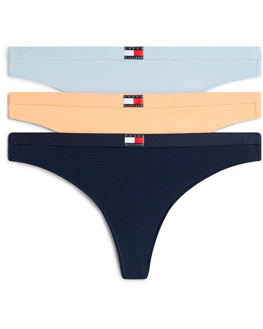 Tommy Hilfiger 3-Pack Thongs Breezy Blue / Cab Orange / D N Navy (425641) Women