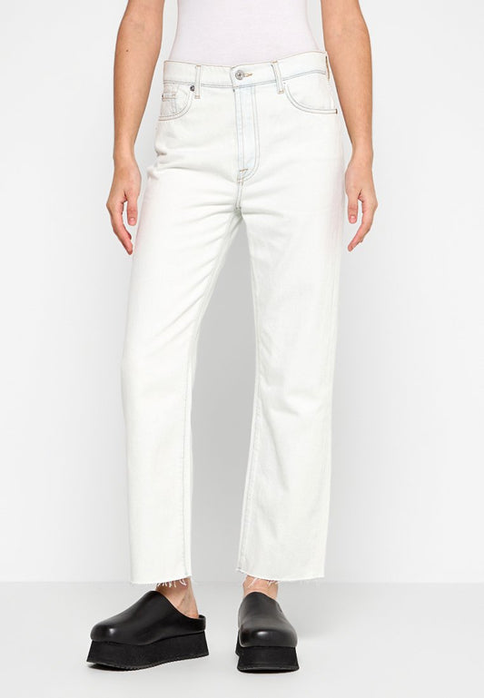 7 for all mankind LOGAN STOVEPIPE Icy Bay With Raw Cut Off-White (ZZO2UVZ43-K00) Women
