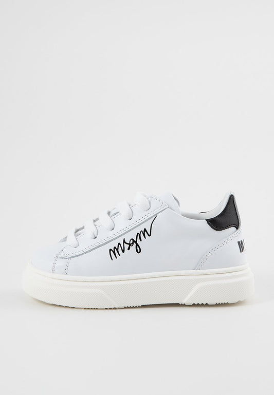 MSGM CONTRASTING PRINTED LOGO LEATHER LACE-UP LOW SNEAKERS (ZZO2JFW06) Kids