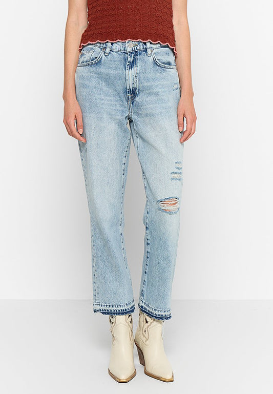 LOGAN STOVEPIPE Mild Wind with Frayed Hem Women
