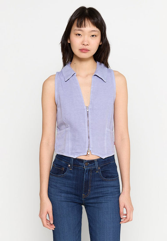 LILOU DENIM VEST DUSTY PERSIAN VIOLET  X Women