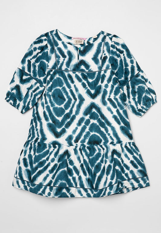 Scotch & Soda All-over printed ladder tape midi dress teal (ZZO2JQNBO-M00) Kids