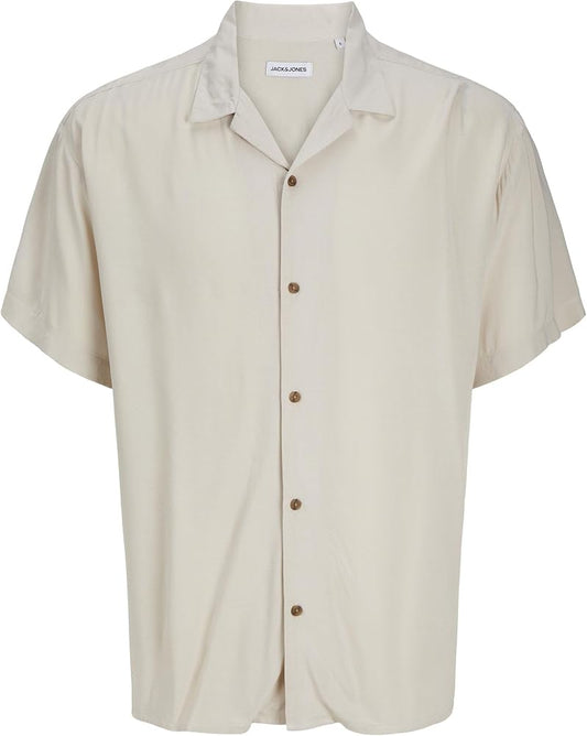 Jack & Jones Essentials JJEJEFF SOLID RESORT SHIRT S/S SN Moonbeam (12268443-Moonbeam) Men