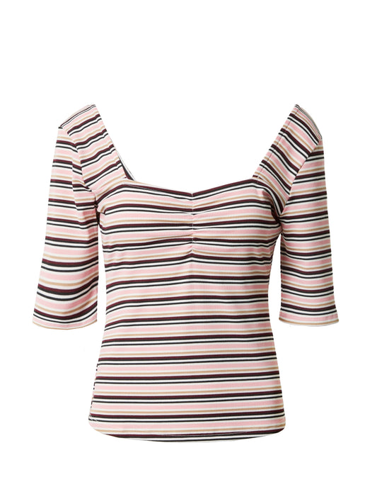 Oasis Stripe Rib Ruched Front Square Neck Top (9074253) Women