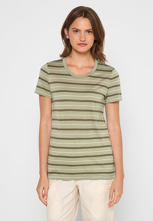 icebreaker W Wave SS Tee Stripe Green (ZZO2UY202-M00) Women