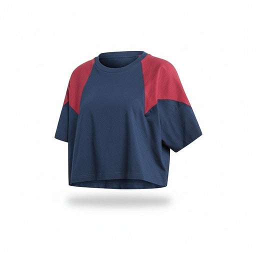 Adidas Colorblock Crop T-Shirt Navy (GD2393-NAVY), Women