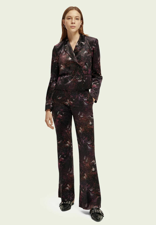 Scotch & Soda Printed cropped velvet blazer Women