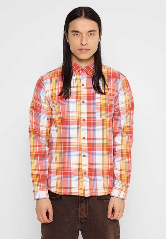 REVOLUTION Checked shirt with casual shirt details in a soft cotton f Orange (ZZO32T323-H00) Men