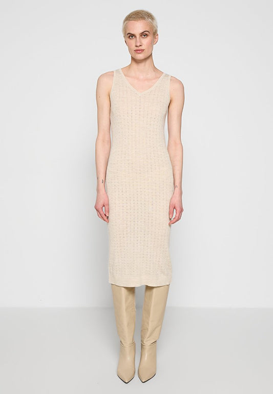 Selected SLFMELANIE SL STRUC KNIT DRESS Beige (ZZO30UC09-H00) Women