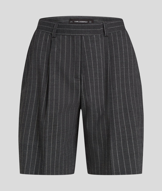 Karl Lagerfeld Pinstripe Tailored Shorts Quiet Shade (A1W10124251) Women