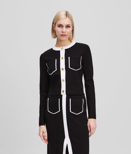 Karl Lagerfeld Bw Knit Cardigan White/Black (A3W18029101) Women