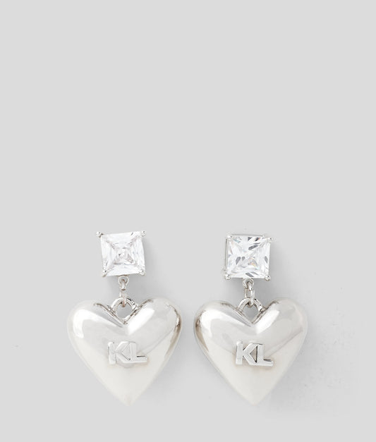 Karl Lagerfeld K/Rock Heart Earrings Silver (A3W52006290) Women
