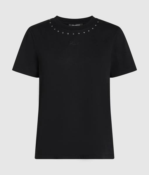 Karl Lagerfeld Stud Detail T-Shirt Black (B1W17088999) Women